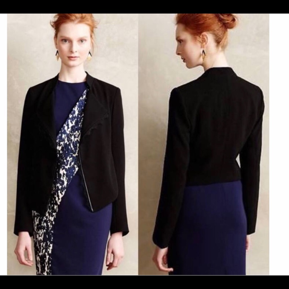 Anthropologie Elevenses black dimmet draped blazer jacket